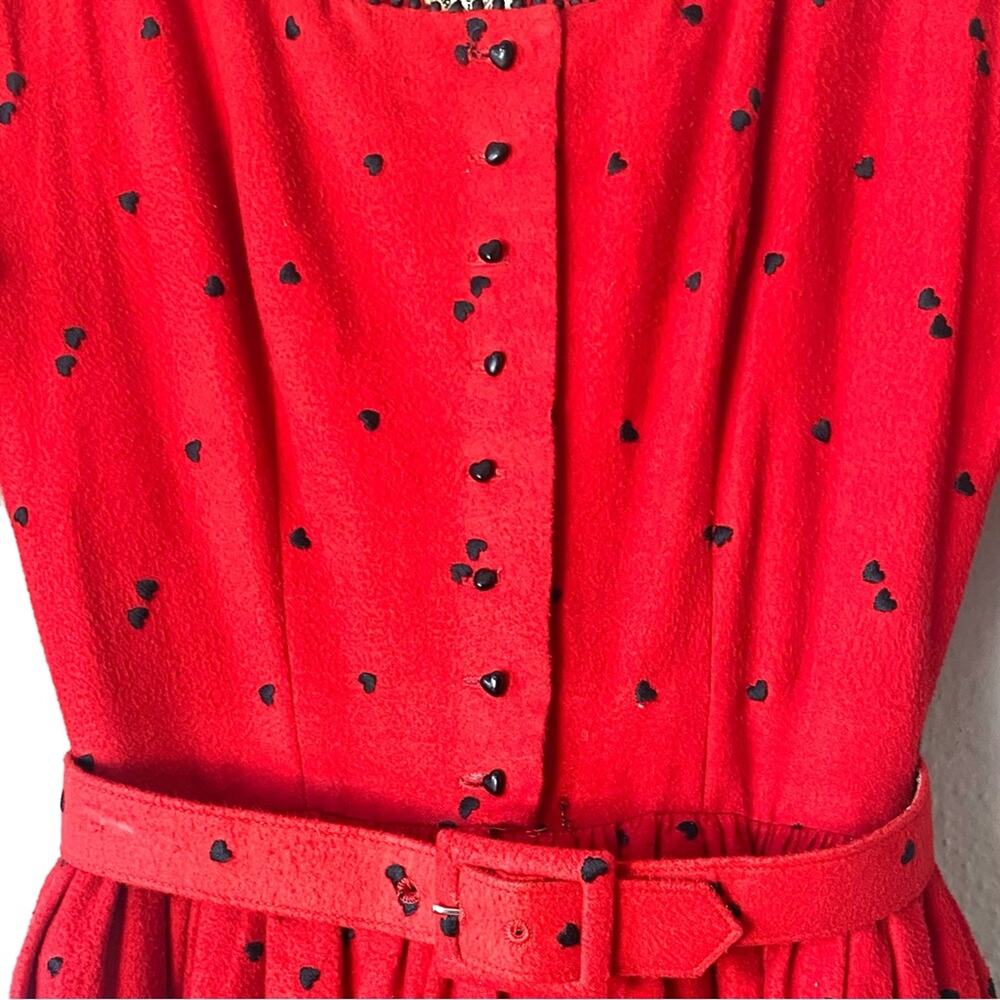 Vintage 1950s Lanz Heart Print Fit & Flare Circle Skirt Dress Size Small - Picture 9 of 9
